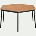 Table hexagonale de jardin en aluminium et eucalyptus - bois clair (4 à 6 places)-TANOS