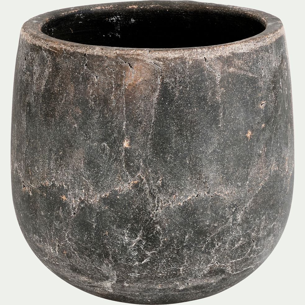 cache-pot en ciment noir h19xd20 cm-BARI