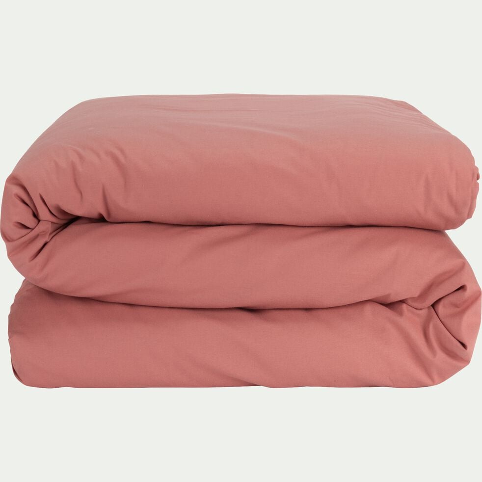 Linge de lit uni en coton - rouge ricin-CALANQUES
