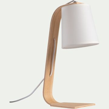 Lampe à poser en bois et coton H43cm E14-ELLICA