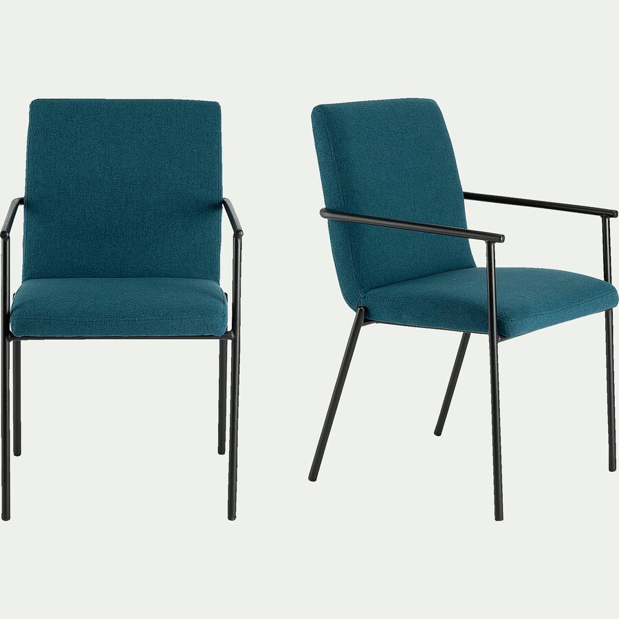 Chaise en tissu avec accoudoirs - bleu figuerolles-JASPE