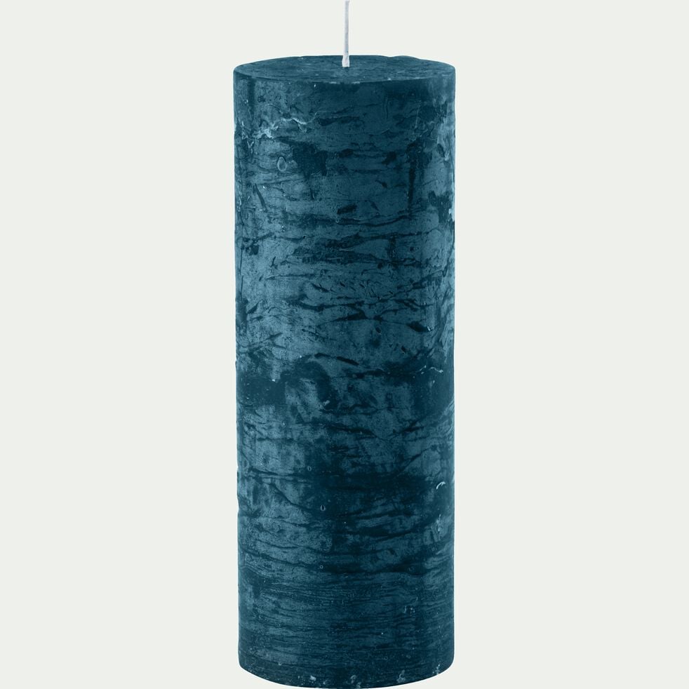 Bougie cylindrique - bleu figuerolles H19cm-BEJAIA