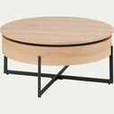 Table basse avec plateau rotatif en bois - bois clair D85xH37,5cm-CHOUCAS