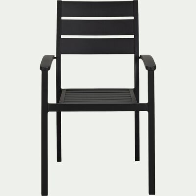 Chaise de jardin empilable avec accoudoirs en aluminium - noir-MARIA