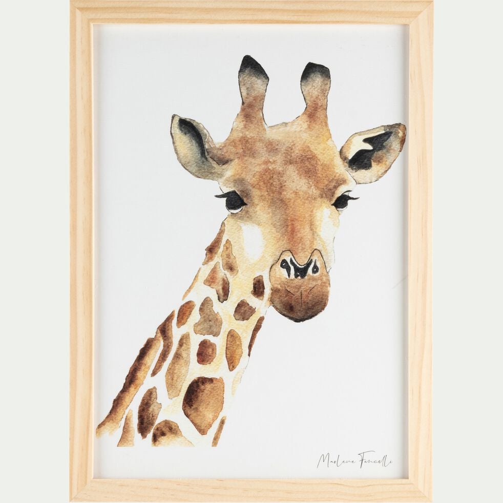 Image aquarelle encadrée Girafe - A4-GIRAFE