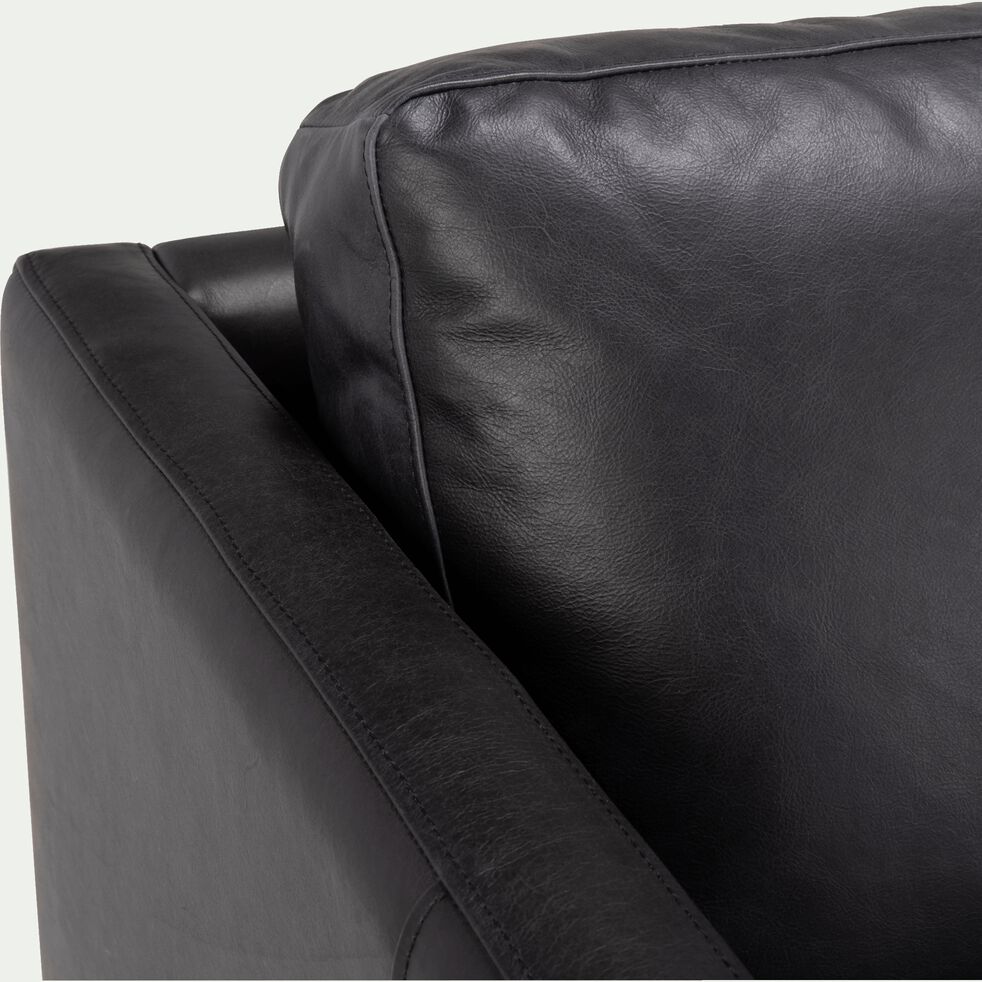 Canapé 3 places fixe en cuir aniline - noir calabrun-PALMIE