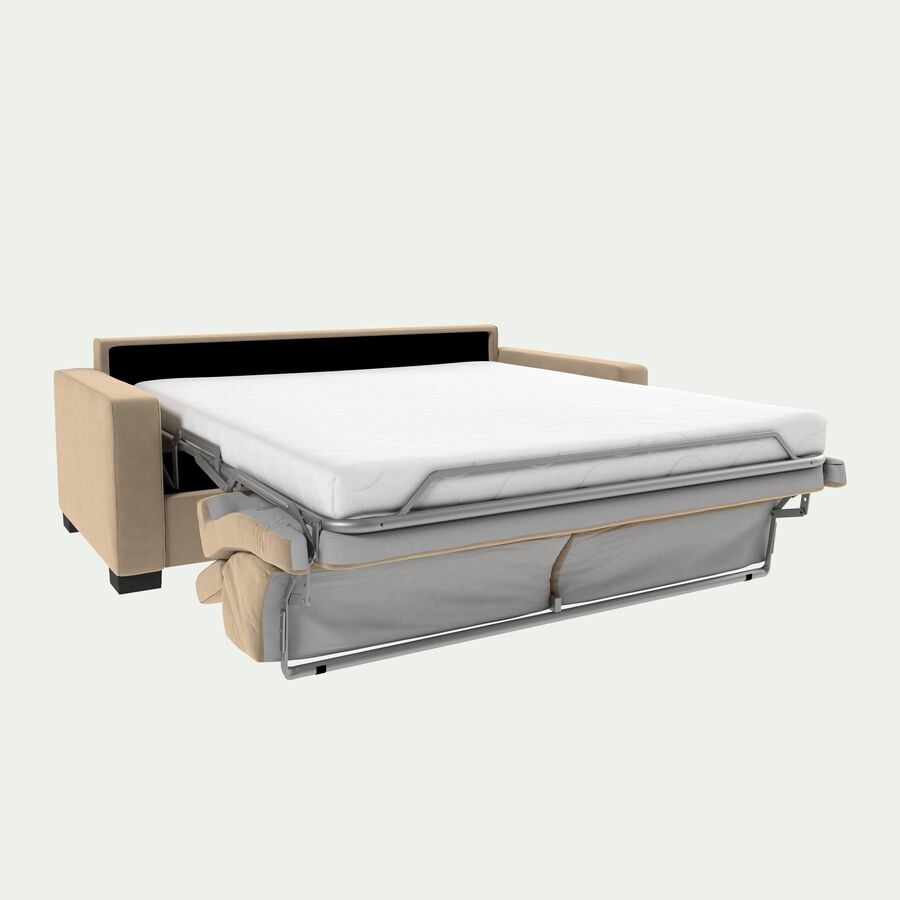 Canapé 3 places convertible en tissu microfibre avec accoudoirs 15cm - beige alpilles-MAURO