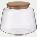 Bocal conique en verre avec couvercle en bambou 1L - transparent-BOMBI