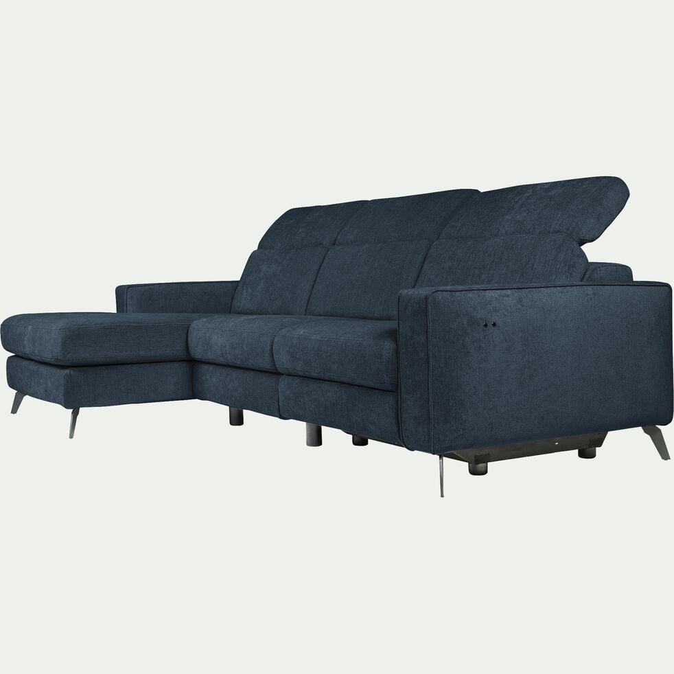 Canapé d'angle gauche relax en tissu doux - bleu-SALVIA