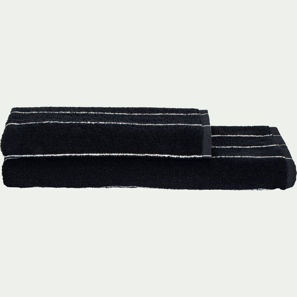 Drap de douche en coton - noir 70x140cm-Gaeta
