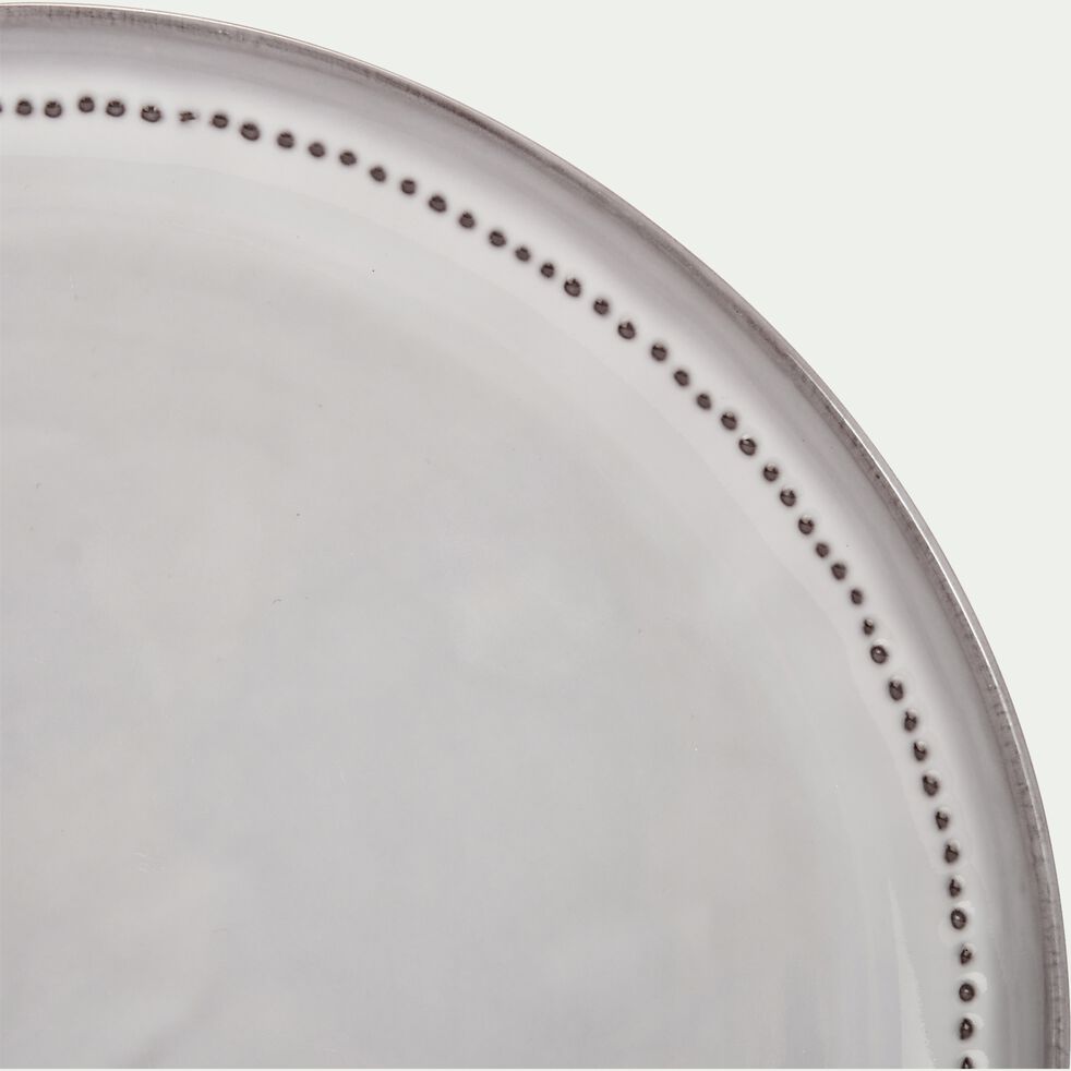 Assiette à dessert en porcelaine avec liseré perlé - gris borie D21,6cm-MARGOT