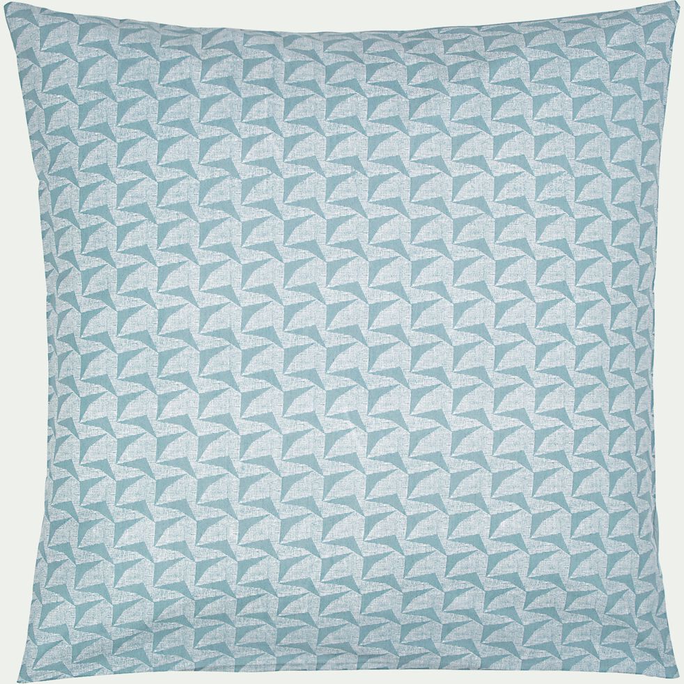 Housse de couette et 2 taies d'oreiller en coton motif géométrique - bleu 240x220cm-BOOMERANG