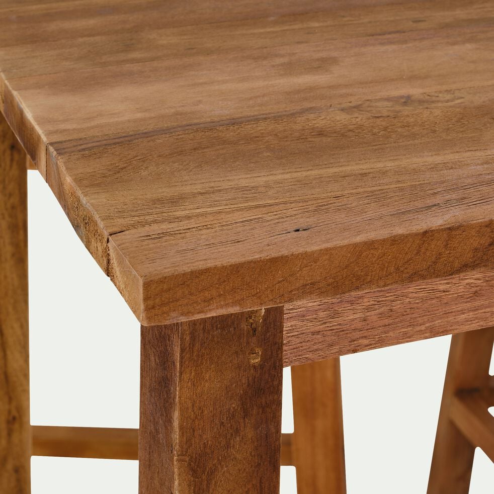 Set de repas 1 table haute et 4 tabourets en bois recyclé - naturel-JAGODA
