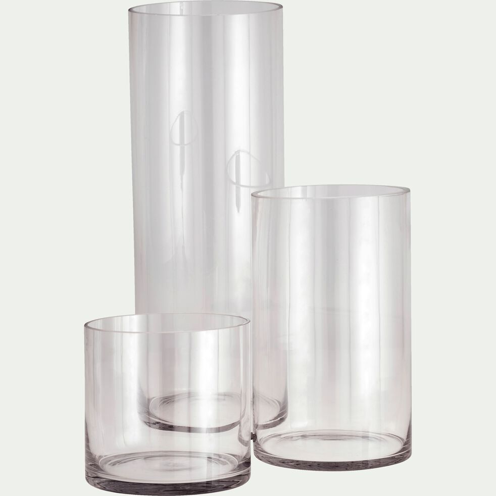 Vase tube en verre épais - transparent H17cm-SABBIA