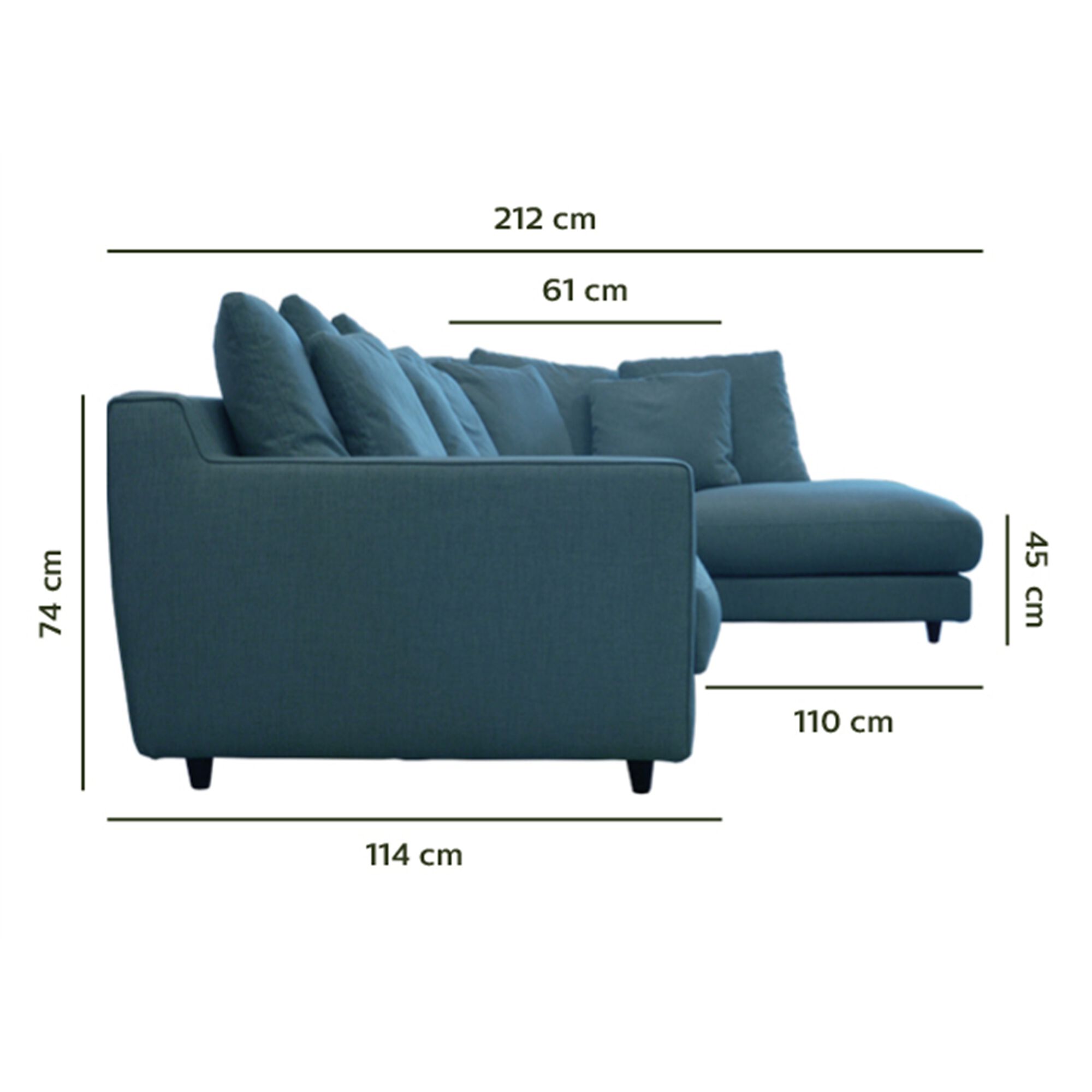 Canapé d'angle droit convertible en tissu joint - bleu niolon-LENITA