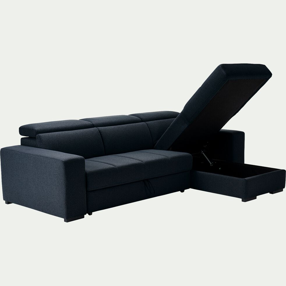 Canapé d'angle réversible et convertible en tissu - bleu céou-ORIGANO