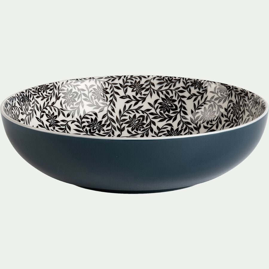 Assiette creuse en porcelaine motifs jasmin - bleu figuerolles D21cm-AIX