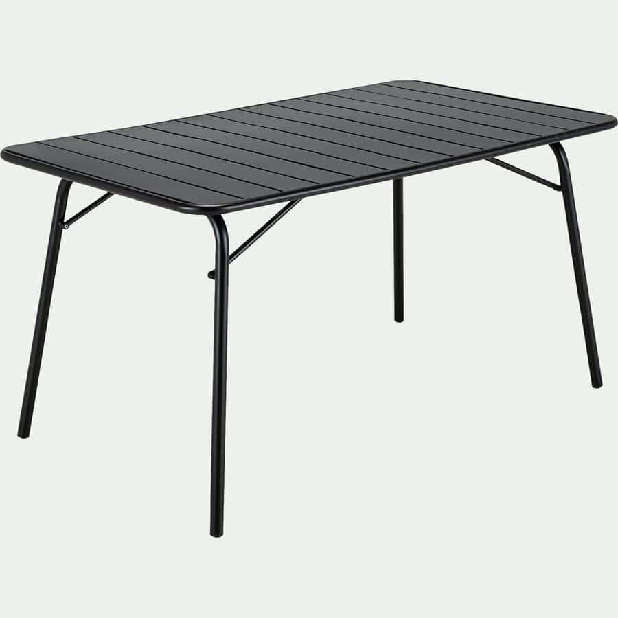 Table de jardin pliante rectangle en acier - noir (4 à 6 places)-SOURIS