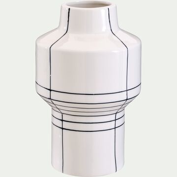 Vase à rayures en céramique - blanc D15xH23,5cm-HIMZI