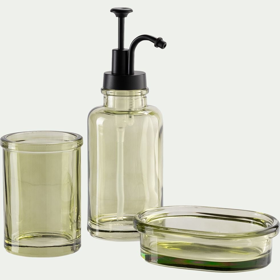 Set de salle de bain en verre - vert garrigue-MIMOSA