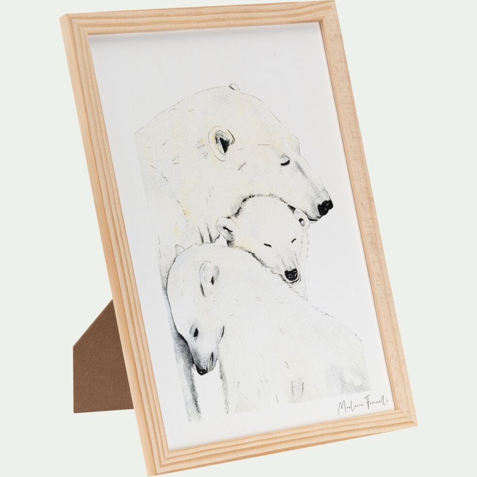 Image aquarelle encadrée famille d'ours - A4-FAMILLE OURS