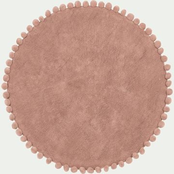 Tapis rond à pompons d120cm - rose salina-RONY