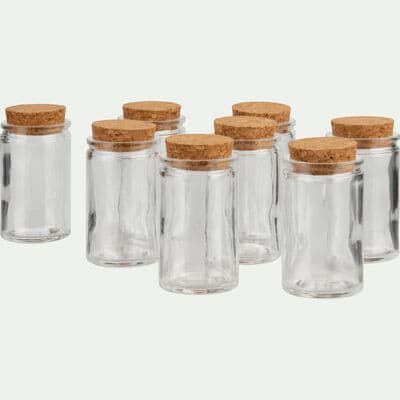 Lot de 8 pots en verre couvercle en liège 6cl-CIMA