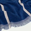 Drap de plage rayé en coton éponge - bleu encre 100x180cm-RAMATUELLE