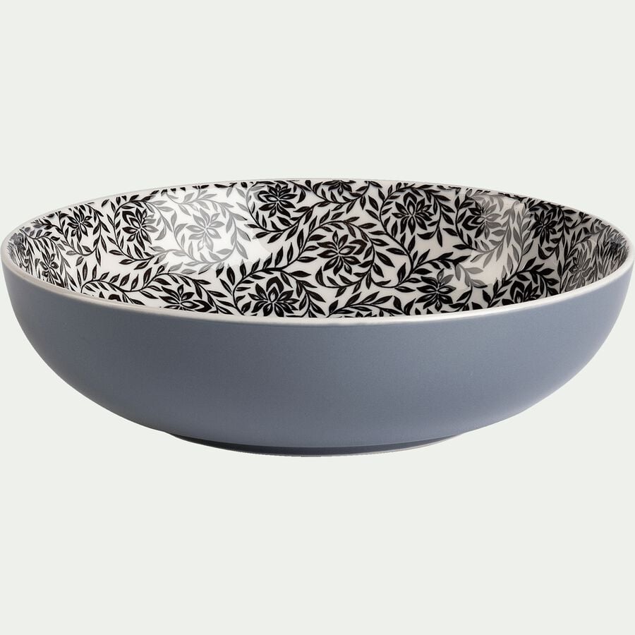 Assiette creuse en porcelaine motifs jasmin - gris D21cm-AIX
