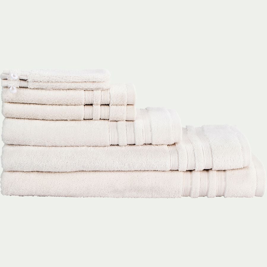 Lot de 2 gants de toilette bouclette en coton - blanc ventoux-Noun