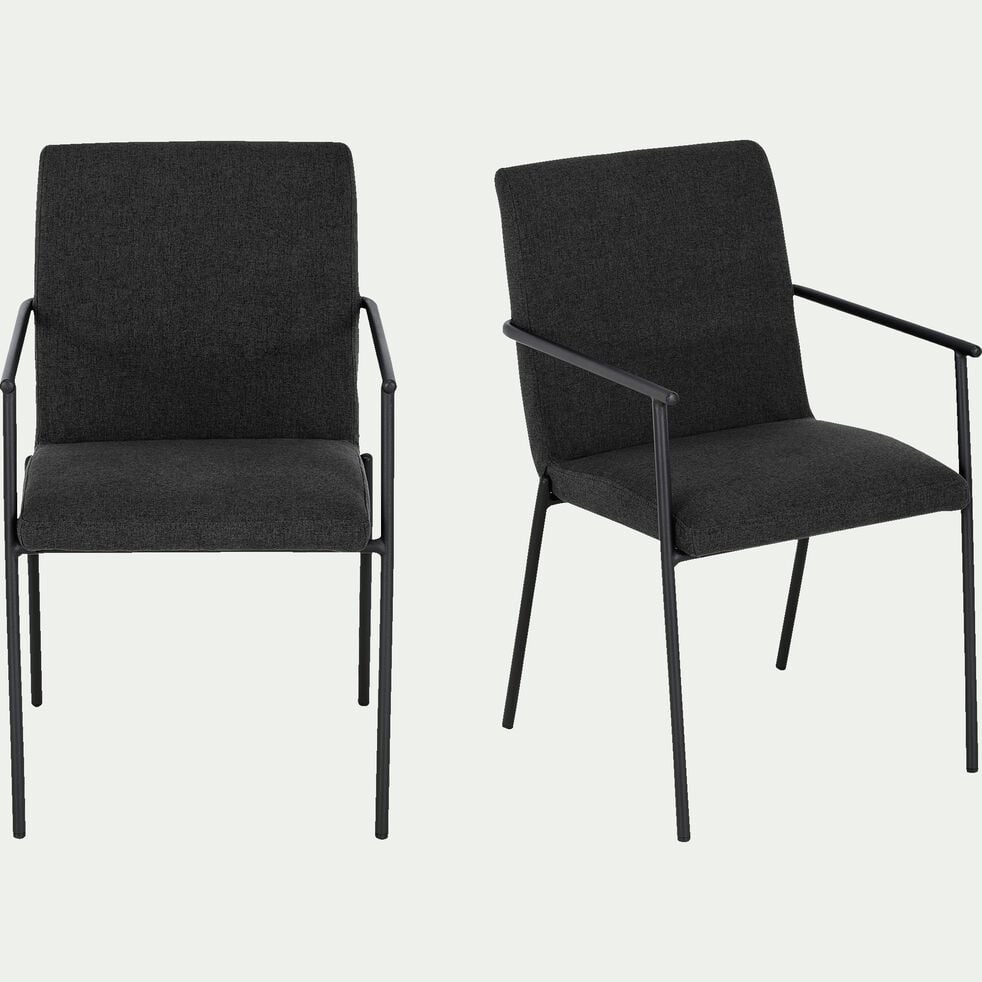JASPE - Chaise en tissu avec accoudoirs - noir