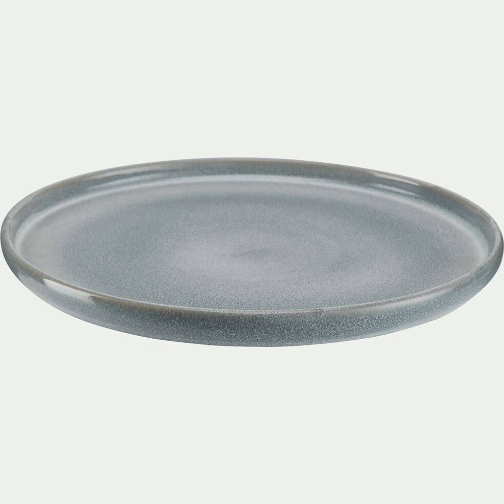 Assiette plate en grès émail réactif - bleu D27cm-PIETRA