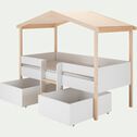 Lit cabane 1 place en bois 90x200 cm - blanc-PILOTI