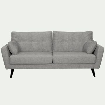 Canapé 3 places fixe en tissu avec piètement noir - gris clair-ICONE