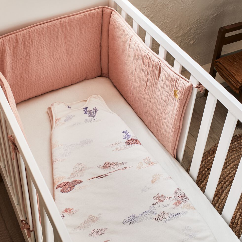 Tour de lit bébé en gaze de coton bio avec broderie lurex