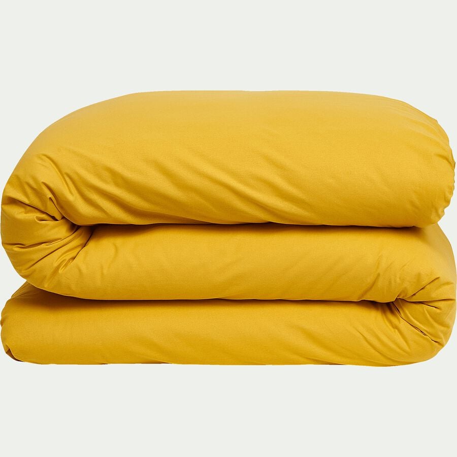 Linge de lit uni en coton jaune genet-CALANQUES