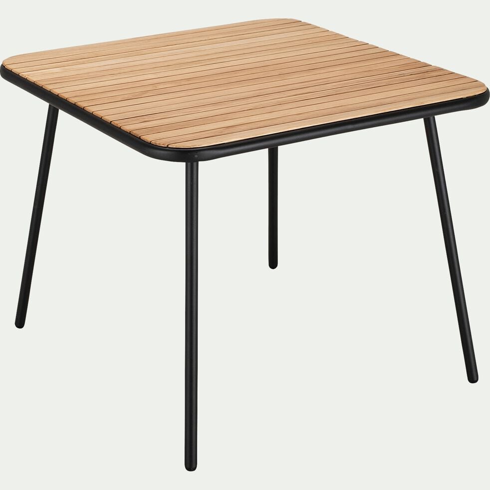 Table de jardin fixe en eucalyptus et métal - bois clair (2 à 4 places)-LAUZET