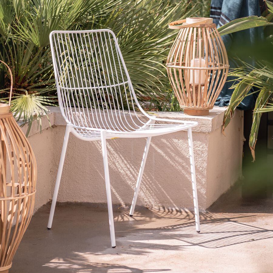 Chaise de jardin en acier - blanc-MALDI
