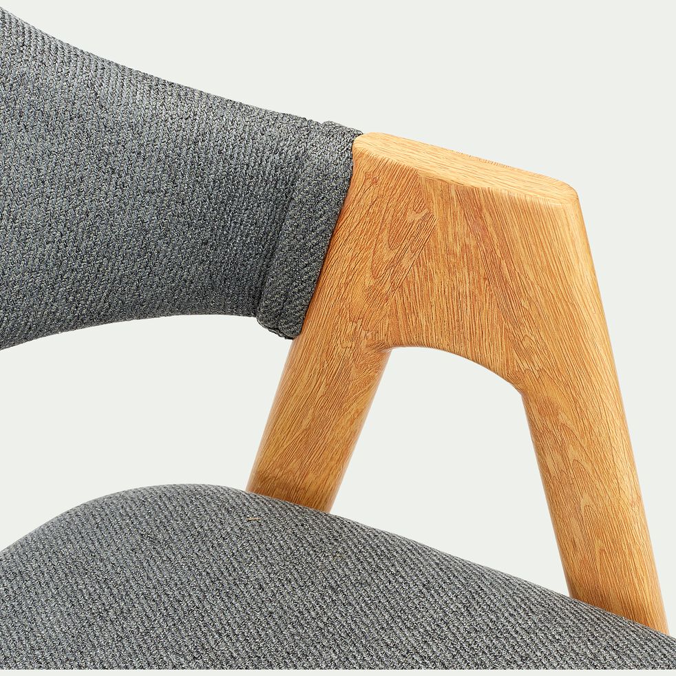 Chaise en tissu et effet bois clair - gris ardoise-GARETTE