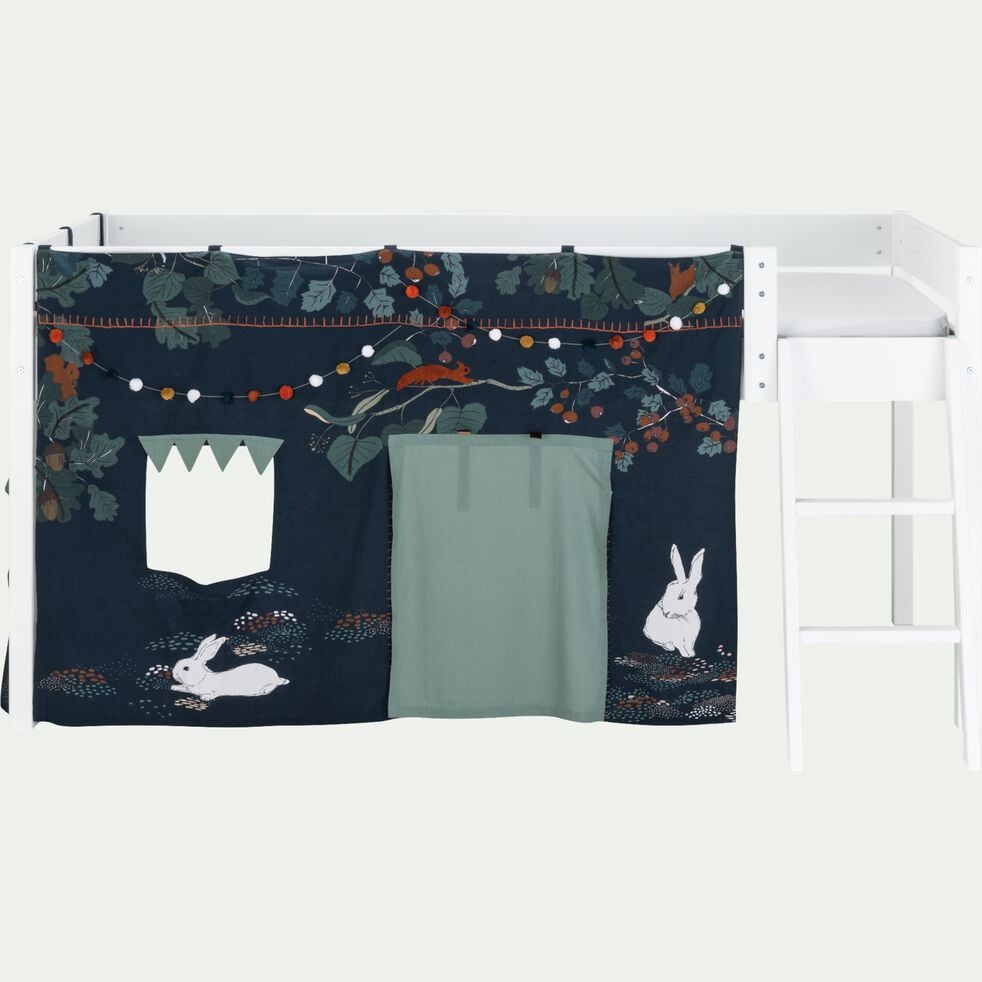 Tente de lit enfant à motifs sous-bois - bleu-MAS