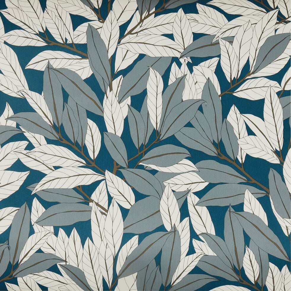 Papier peint intissé motif laurier bleu 10m-LAURIER