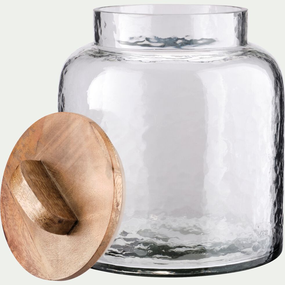 BLOCA - Bocal en verre avec couvercle en manguier 3,5L - transparent