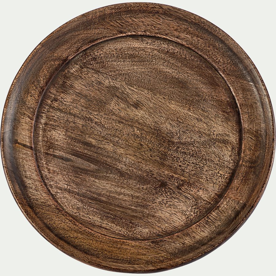 Assiette plate en bois de manguier D30,5cm - marron-CARCU