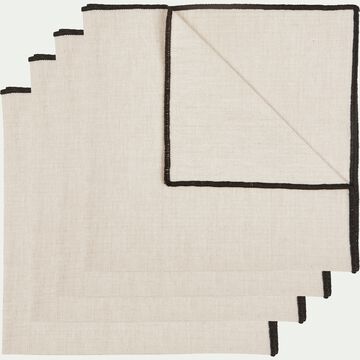 Lot de 4 serviettes de table brodées en coton - blanc 41x41cm-LINIA