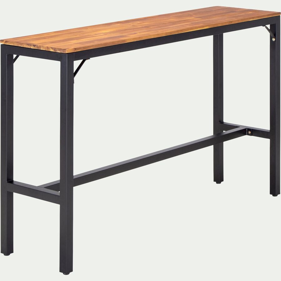 Table haute de jardin en bois d'acacia - noir (2 à 4 places)-JASMA
