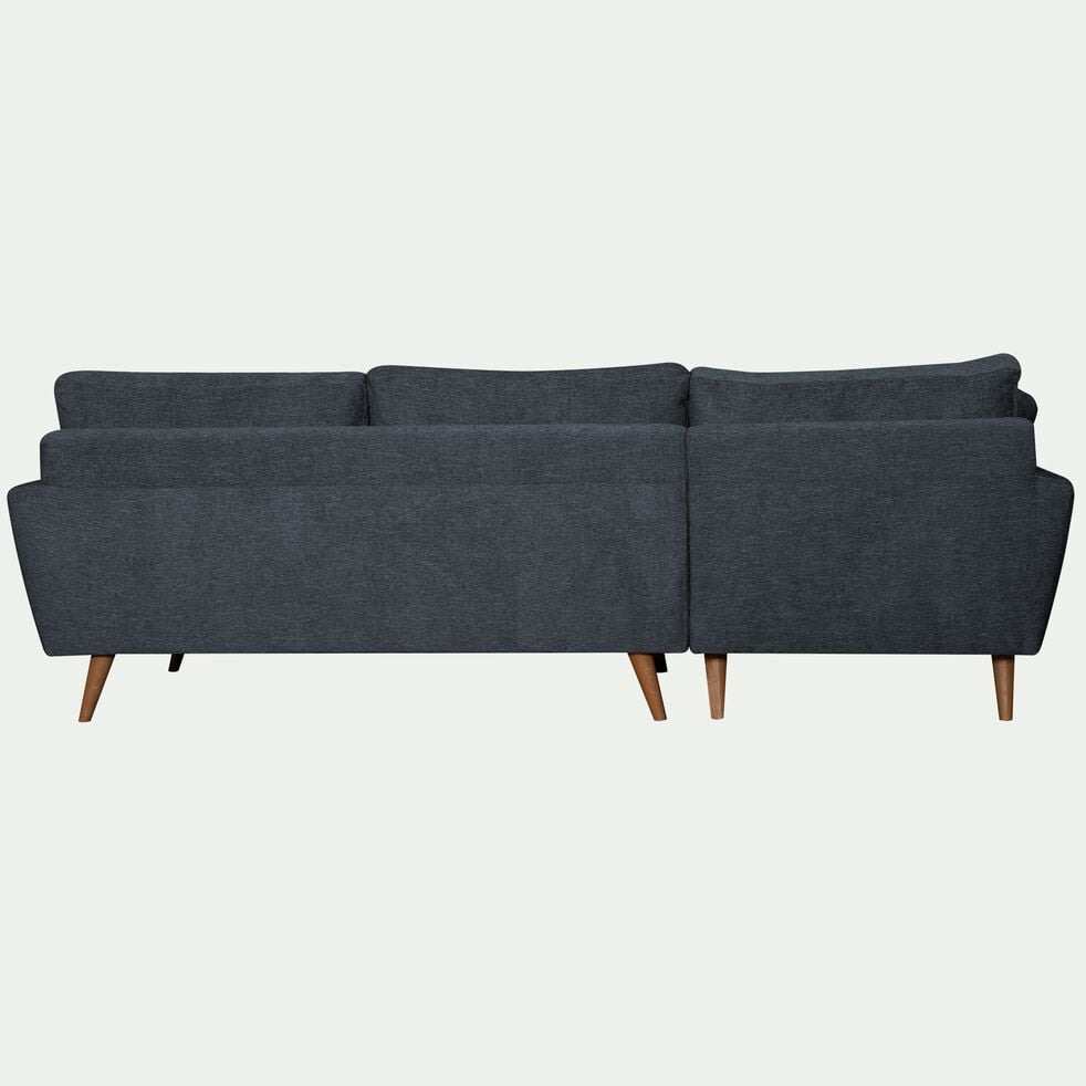 Canapé d'angle gauche fixe en tissu avec piètement en bois naturel - bleu-ICONE