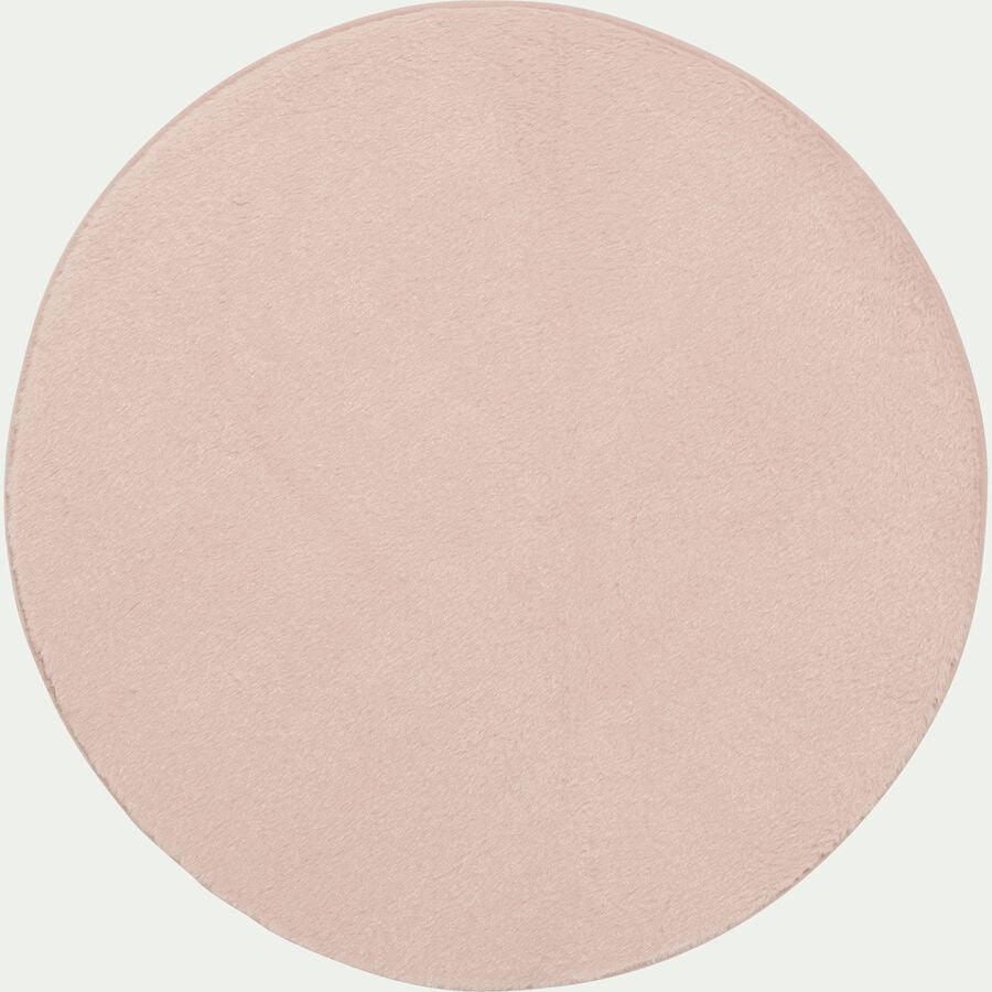 Tapis rond imitation fourrure - rose argile D70cm-ROBIN