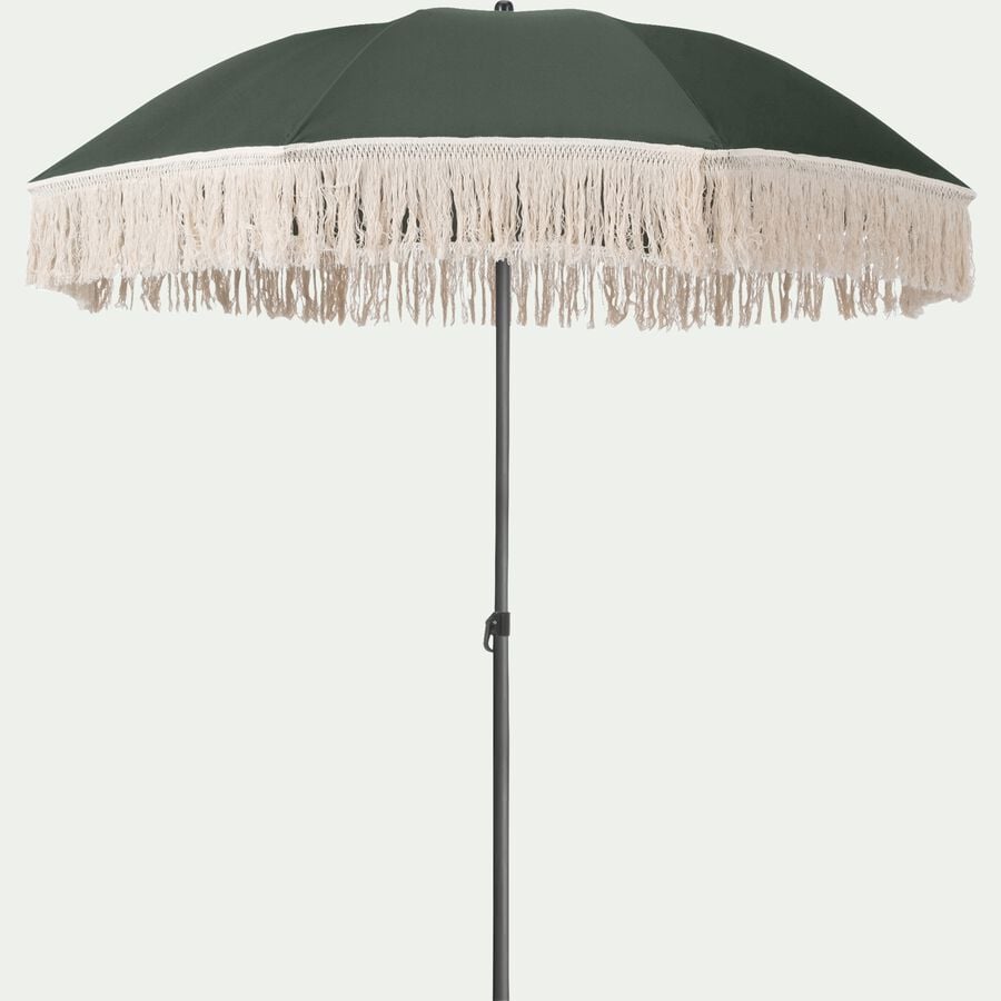 Parasol à franges et pied de parasol  - vert D160cm