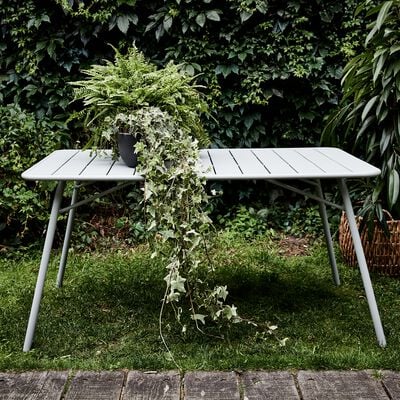 Table de jardin pliante en acier - gris vesuve (4 à 6 places)-Souris