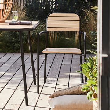 Chaise de jardin avec accoudoirs en eucalyptus et métal - bois clair-LAUZET
